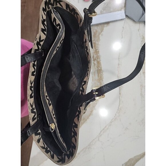 Michael Michael Kors MK Signature Khaki Canvas Tote Shoulder Bag 15X12X5 - Picture 8 of 16